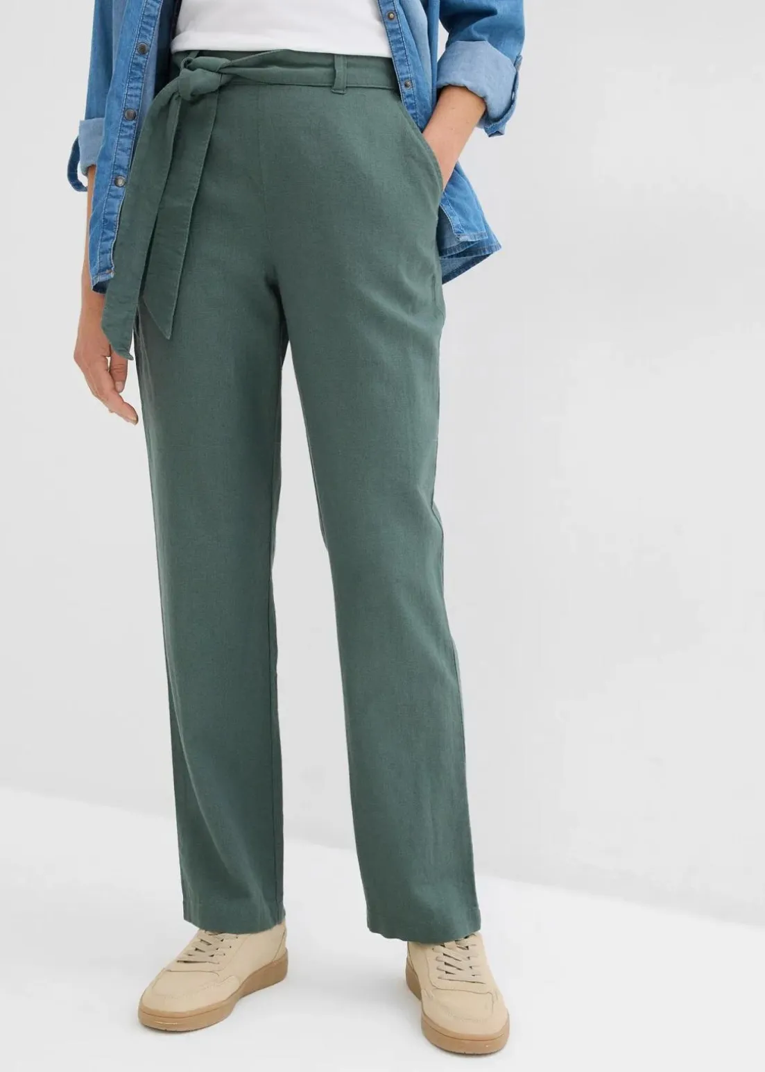 Schlupfhose aus luftigem Leinen-Viskose-Mix