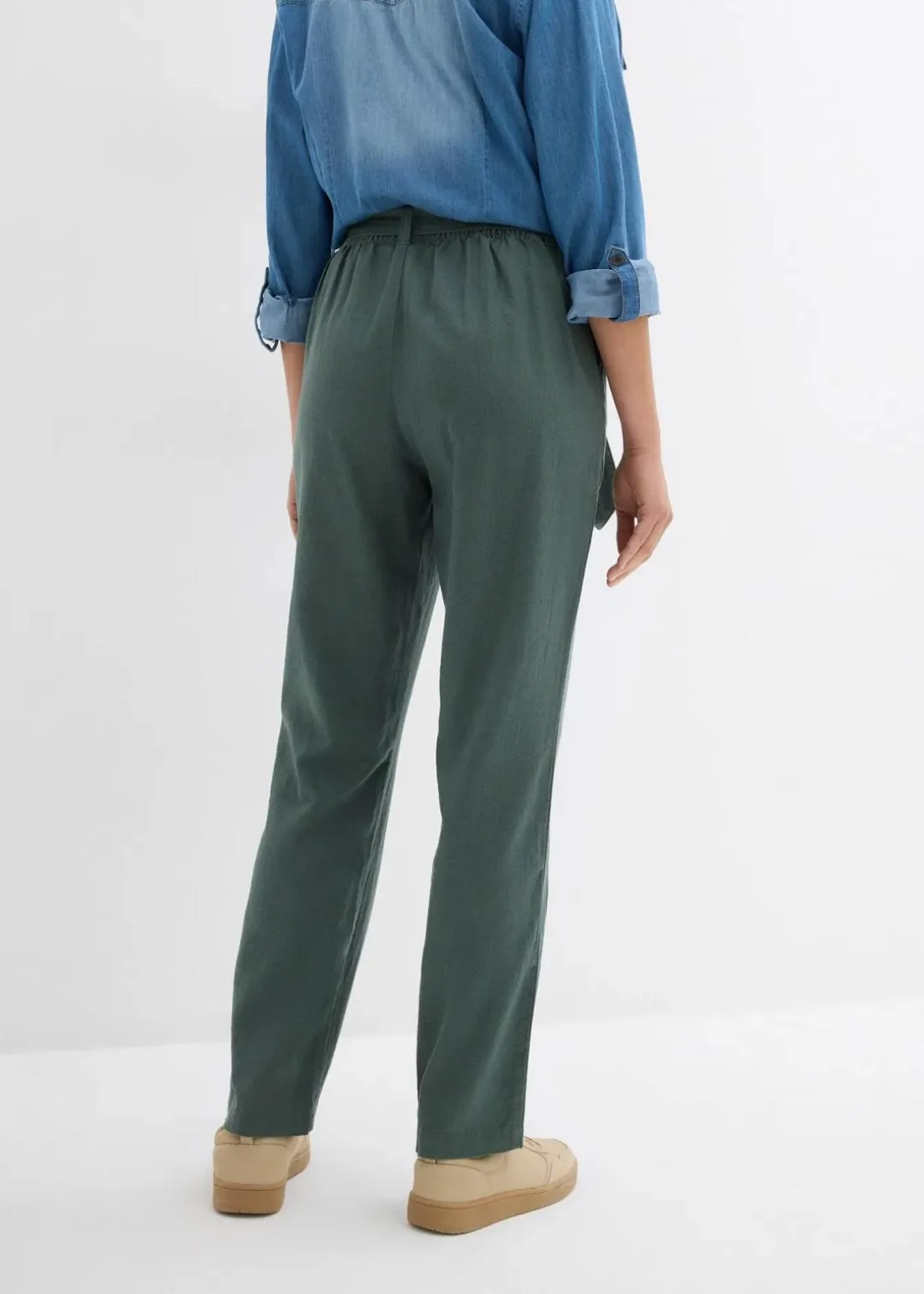 Schlupfhose aus luftigem Leinen-Viskose-Mix