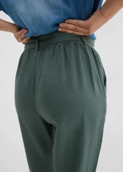 Schlupfhose aus luftigem Leinen-Viskose-Mix