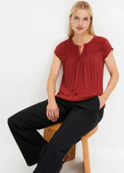 Shirt mit Lochstickerei