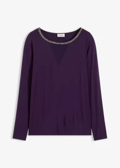 Shirt mit Mesheinsatz und Glitzersteinchen