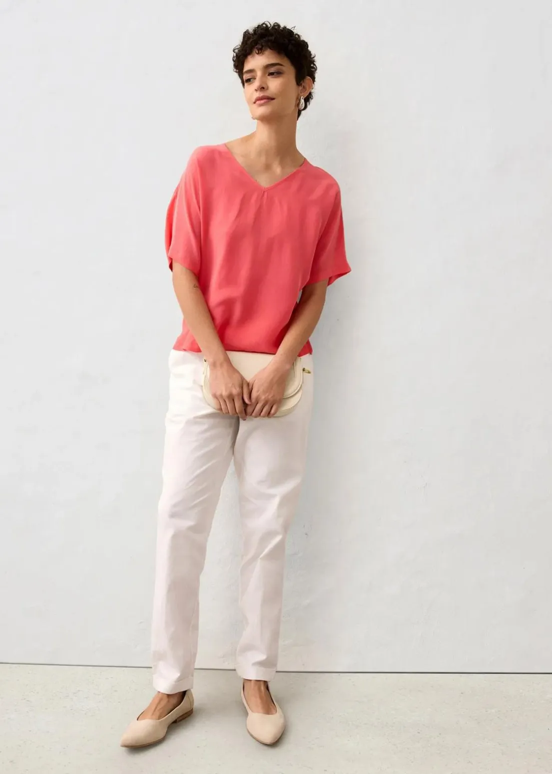 Shirt mit Seidenanteil und Webeinsatz