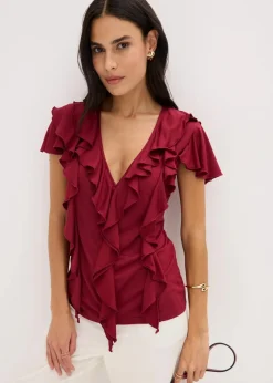 Shirt mit Volants aus softem Modal-Mix