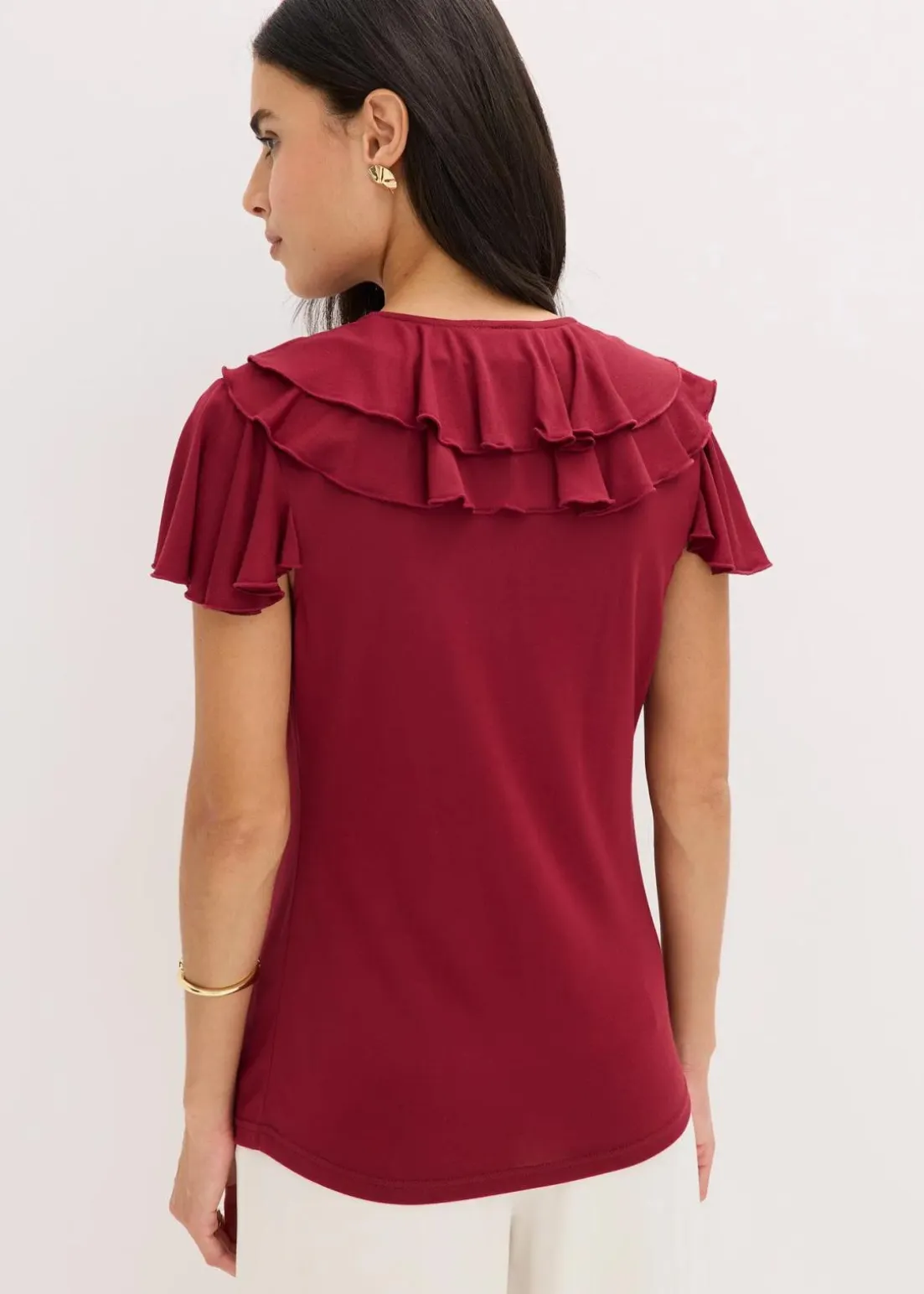 Shirt mit Volants aus softem Modal-Mix