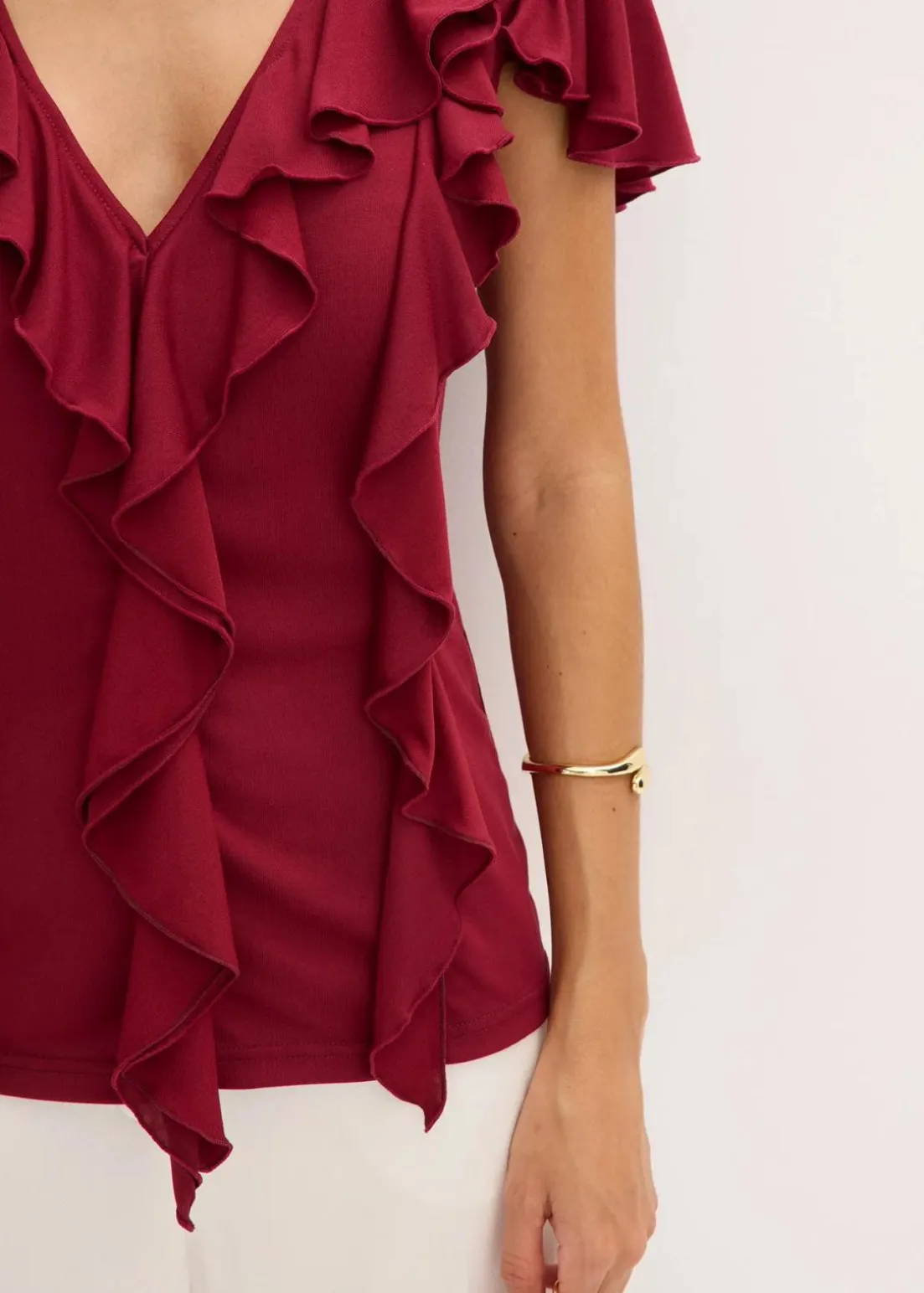 Shirt mit Volants aus softem Modal-Mix