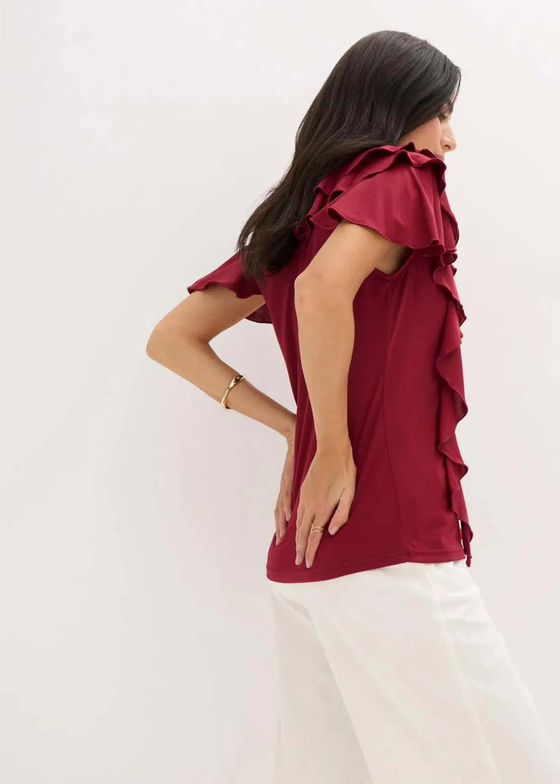 Shirt mit Volants aus softem Modal-Mix