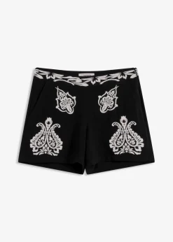 Shorts mit Stickerei aus softem Viskose Mix