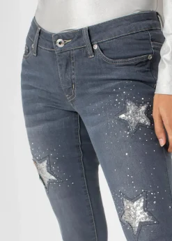 Skinny-Jeans Low Waist mit Sternendesign