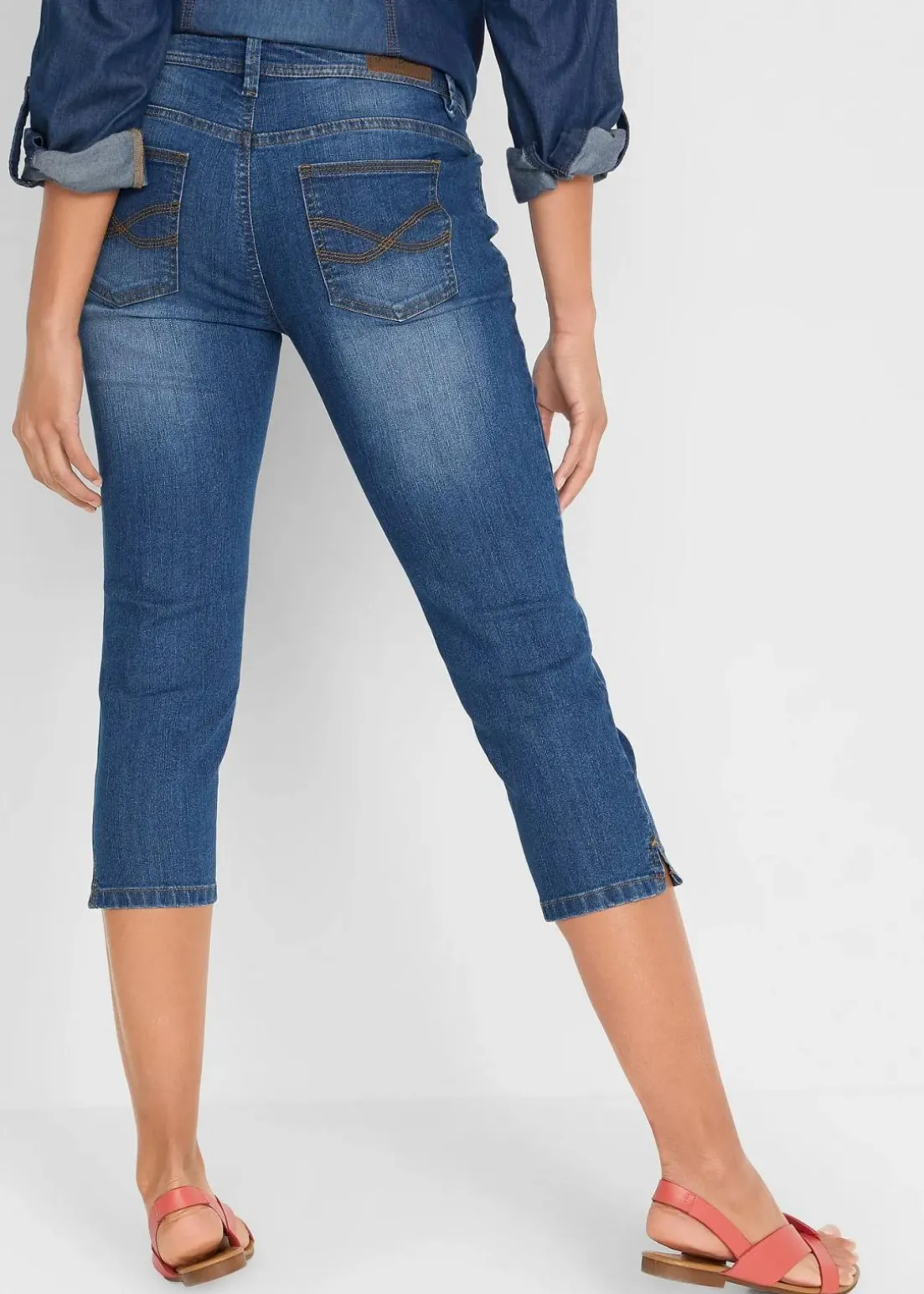 Slim Fit Jeans Mid Waist, cropped