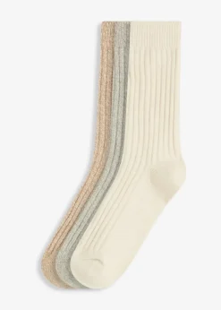 Socken mit Rippe und Flauschgarn (3er Pack)