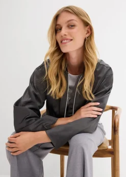 Softblouson aus glänzendem Viskose-Mix