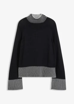 Stehkragenpullover mit Kaschmiranteil