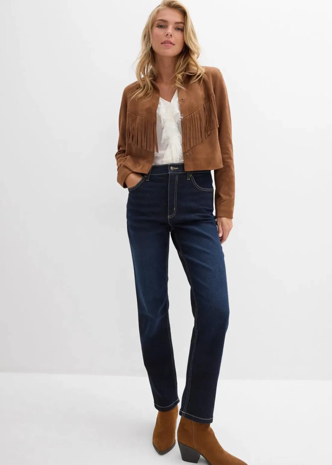 Straight-Jeans High Waist cropped