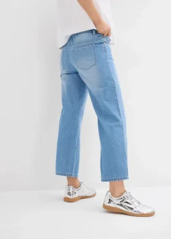 Straight-Jeans Mid Waist, Bequembund Low Stretch cropped