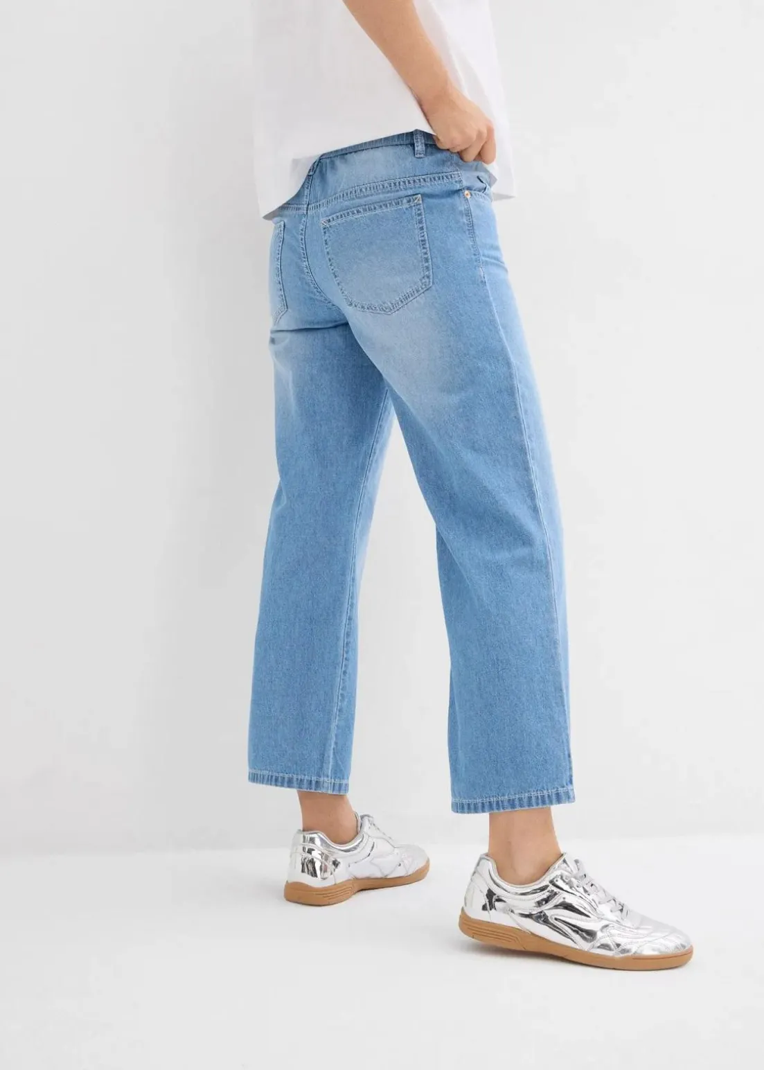 Straight-Jeans Mid Waist, Bequembund Low Stretch cropped