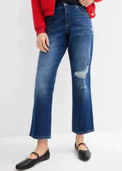 Straight-Jeans Mid Waist Bequembund Low Stretch, cropped