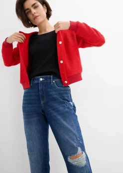 Straight-Jeans Mid Waist Bequembund Low Stretch, cropped