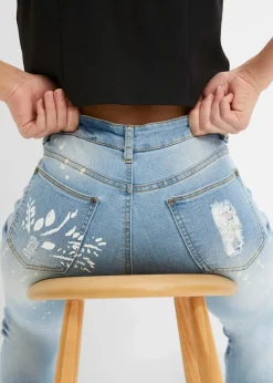 Straight-Jeans Mid Waist, Print