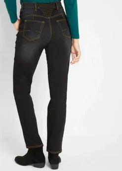 Straight-Jeans Mid Waist, Thermo mit Bequembund