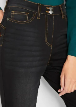 Straight-Jeans Mid Waist, Thermo mit Bequembund