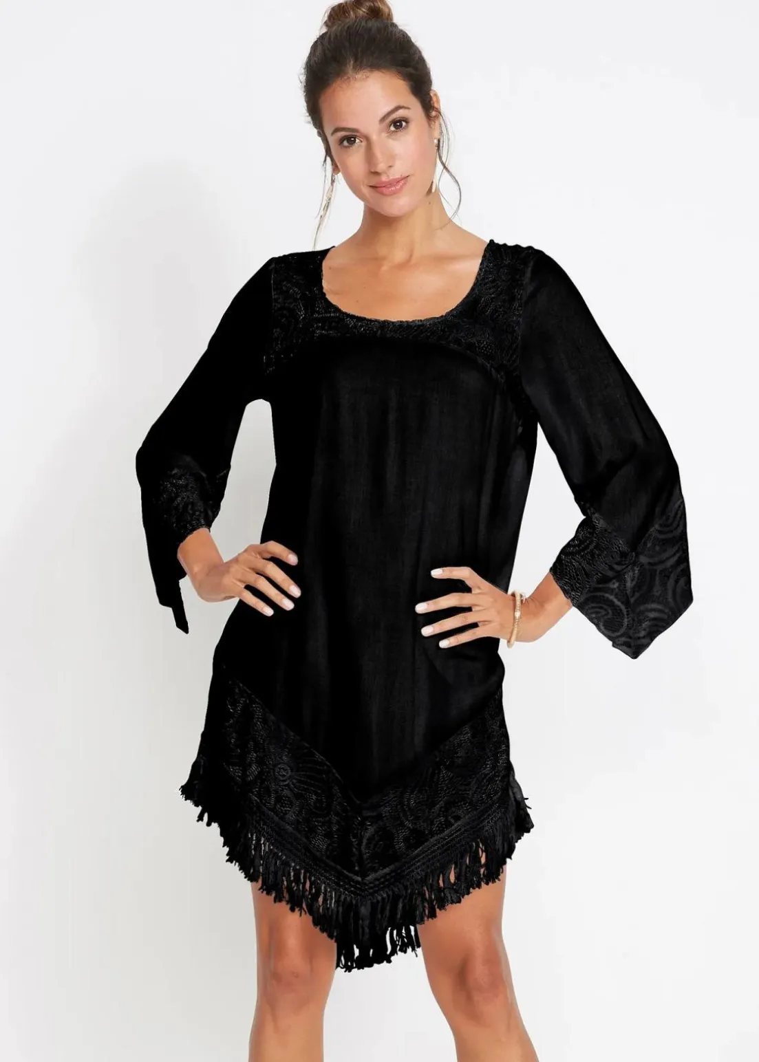 Strand Tunika mit Spitze aus Viskose