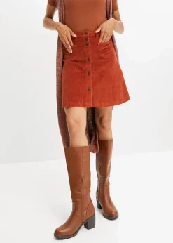 Stretch-Cordrock mit Knopfleiste