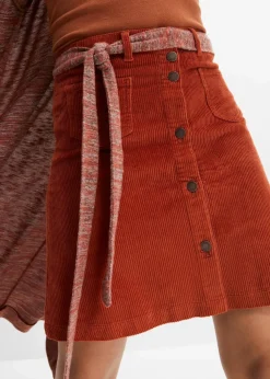 Stretch-Cordrock mit Knopfleiste