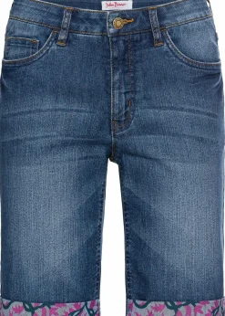 Stretch-Jeans-Bermuda mit farbigem Umschlag