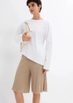 Strick-Bermuda mit hohem Bund aus Viskose-Mix