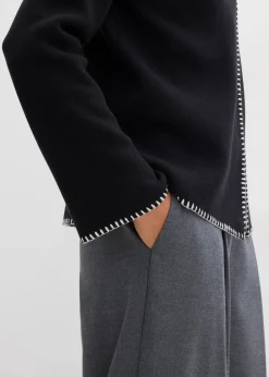 Strickjacke aus Wollmix mit Kontrastdetails