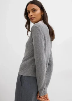 Strickjacke mit Zierknöpfen aus Woll-Mix