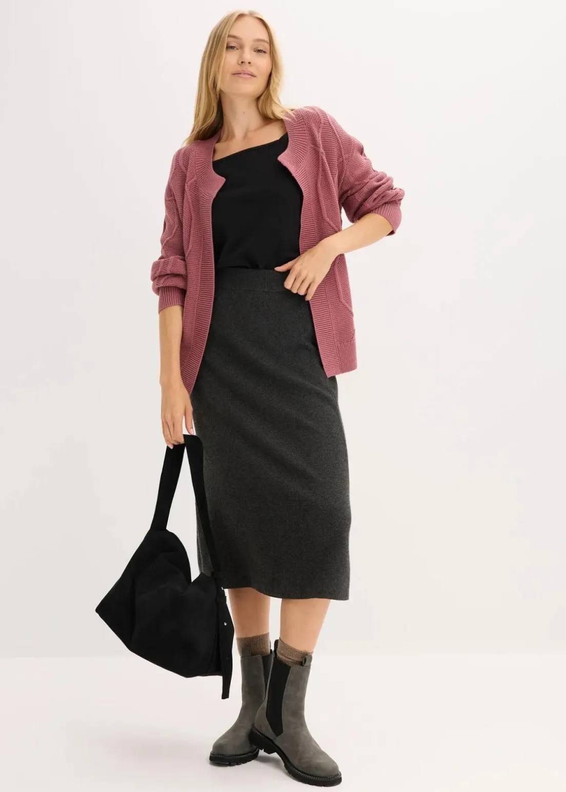 Strickjacke mit Zopfmuster