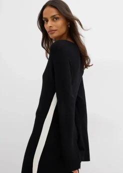 Strickkleid aus Viskose-Mix mit Kontrastdetails