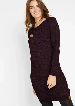 Strickkleid mit Lederimitat-Details