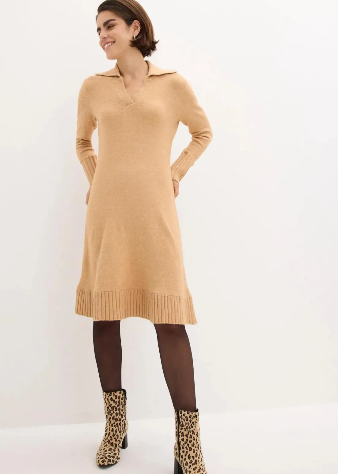 Strickkleid mit Polokragen