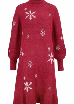 Strickkleid mit Schneeflocken-Print