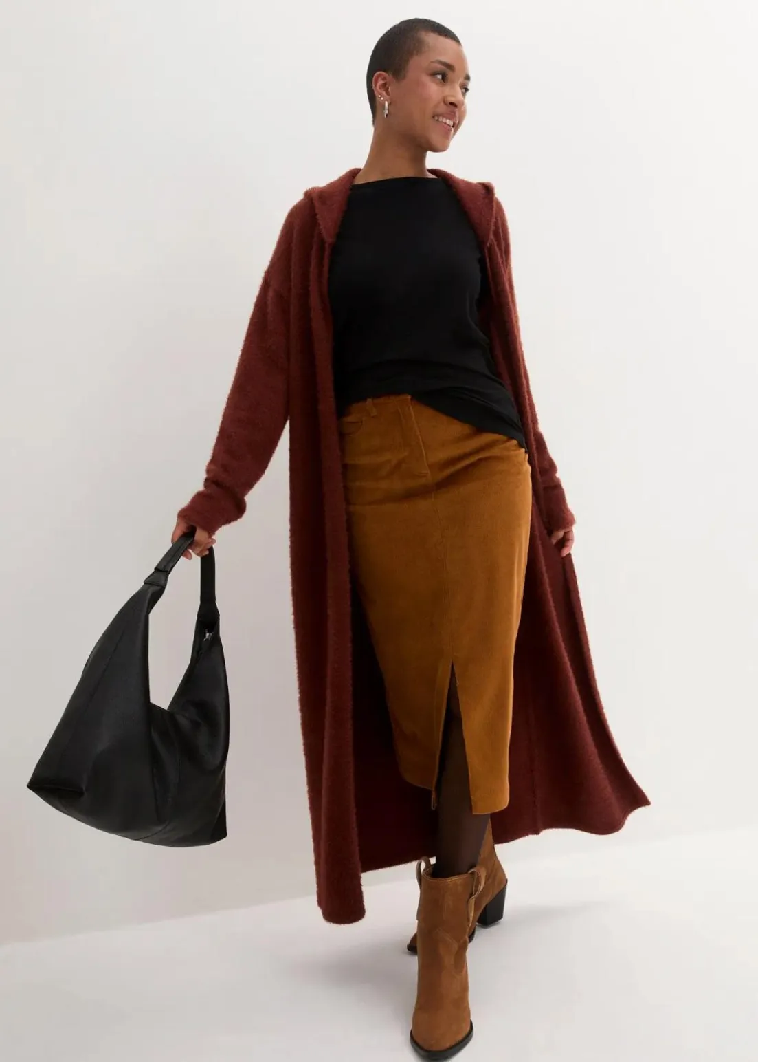 Strickmantel aus weichem Federgarn