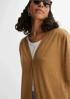 Strickmantel in Leinen-Optik