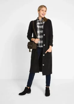 Strickmantel mit aufgesetzten Taschen