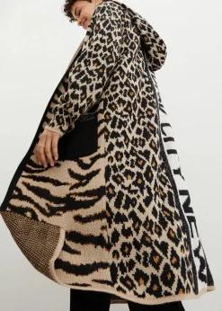 Strickmantel mit Pailletten und Kapuze