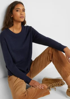 Strick-Pullover mit Rundhals-Ausschnitt