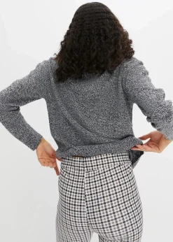 Strick-Pullover mit Rundhals-Ausschnitt in Melange