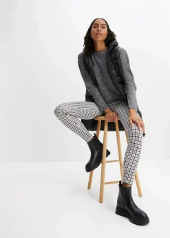 Strick-Pullover mit Rundhals-Ausschnitt in Melange