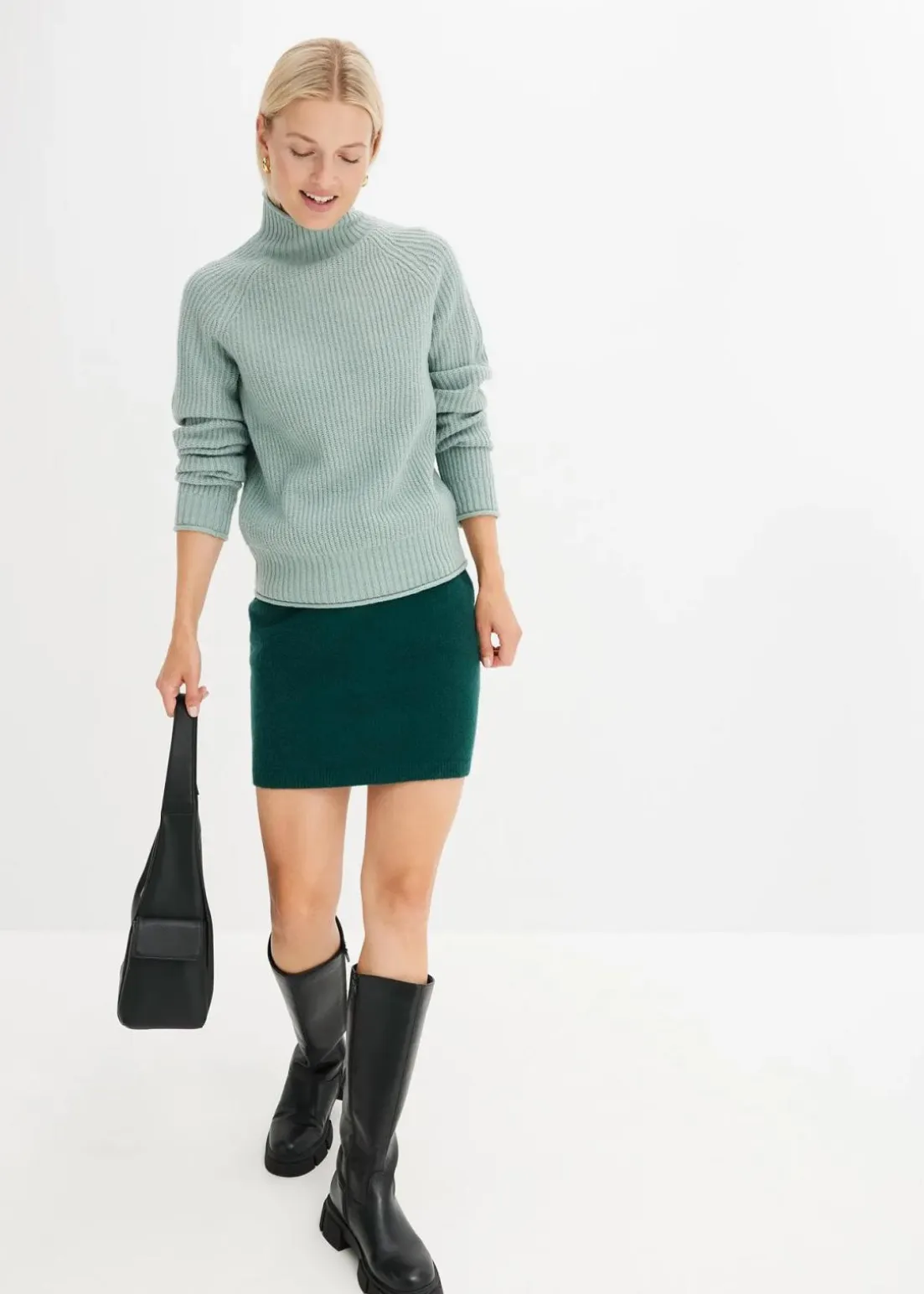 Strickpullover mit Stehkragen