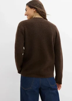 Strickpullover mit tiefem V-Ausschnitt