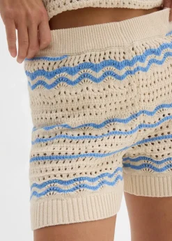 Strick-Shorts aus luftigem Baumwoll-Leinen-Mix