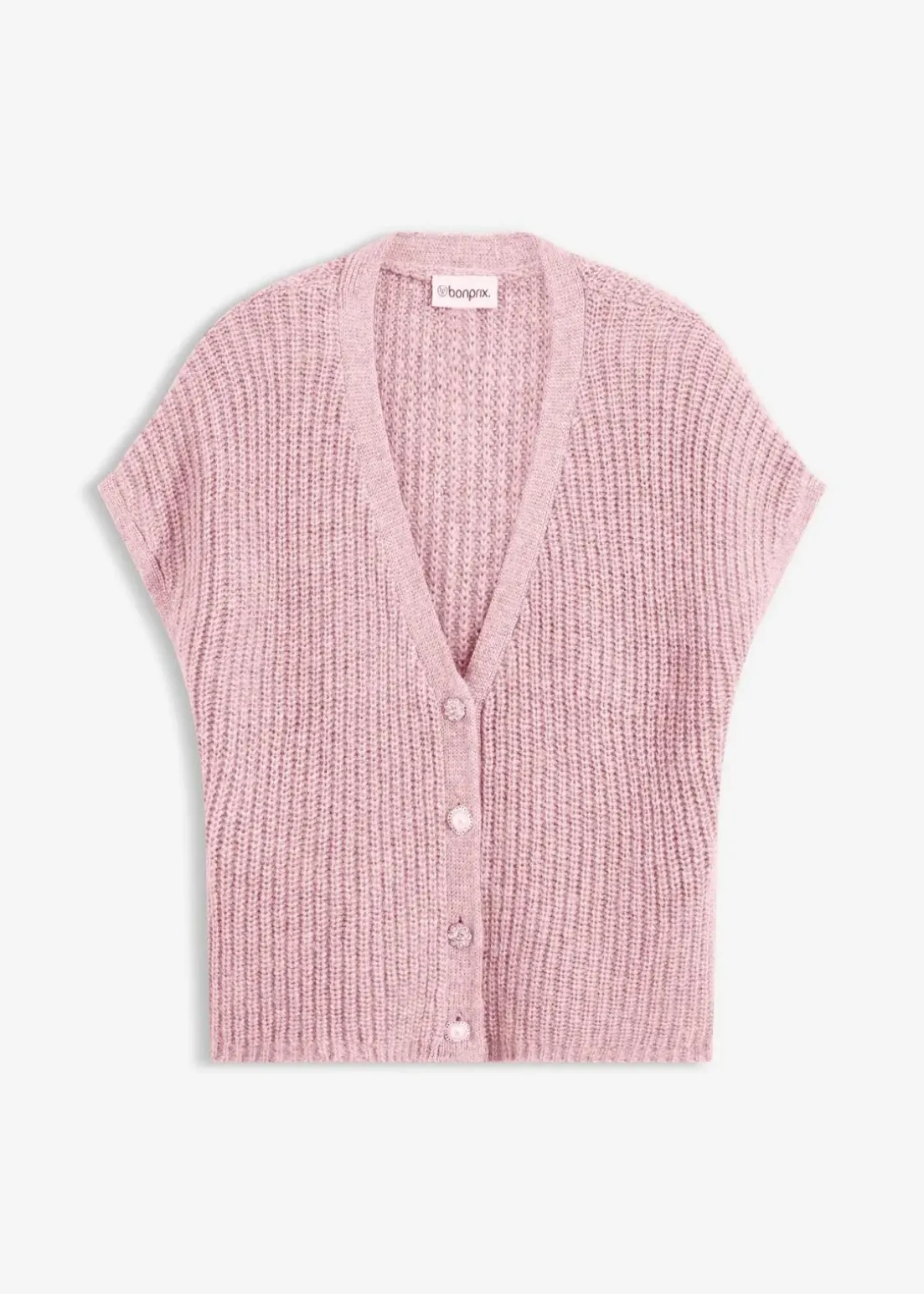 Strick-Weste mit dekorativen Knöpfen und Wollanteil