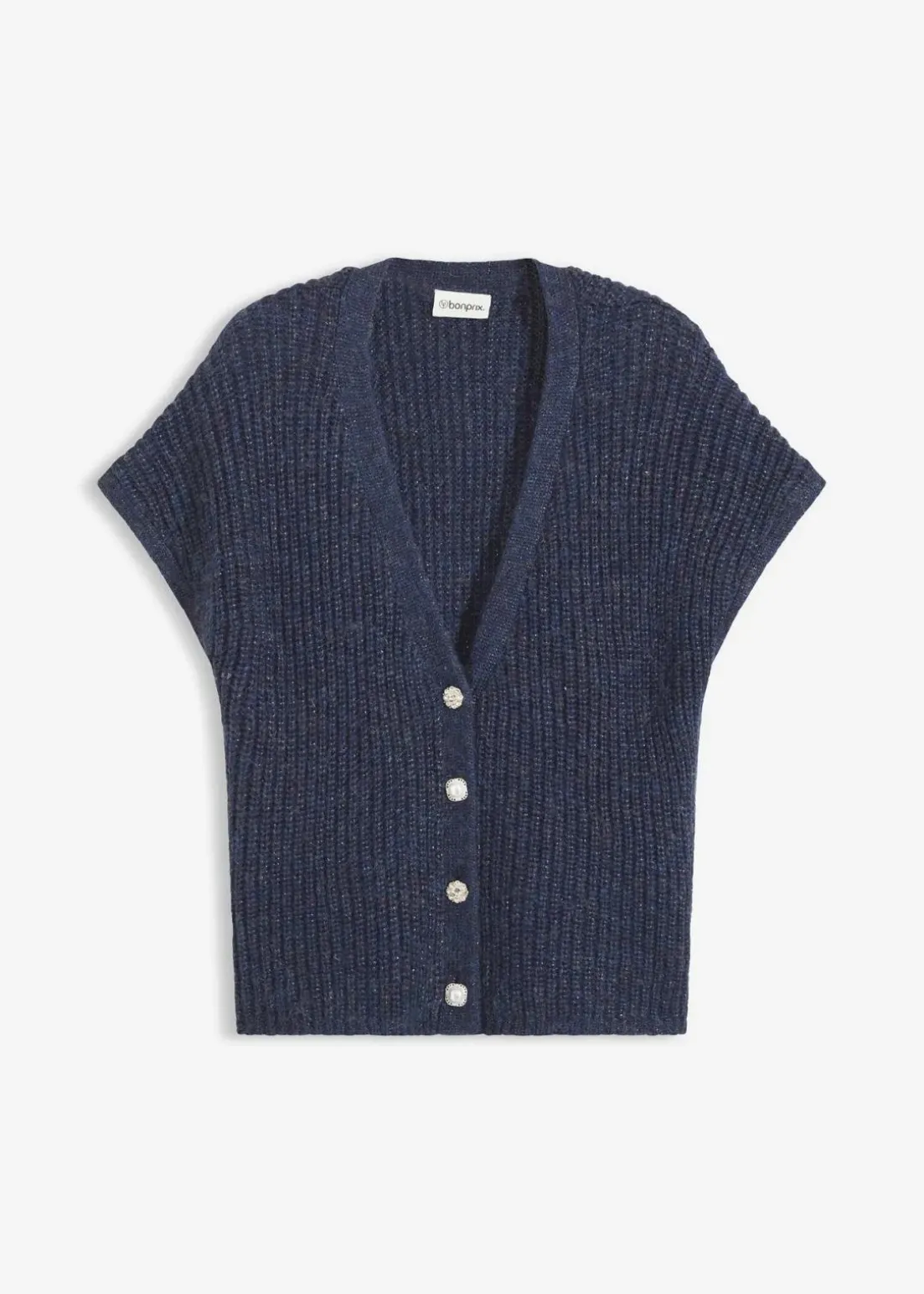 Strick-Weste mit dekorativen Knöpfen und Wollanteil