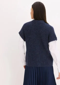 Strick-Weste mit dekorativen Knöpfen und Wollanteil