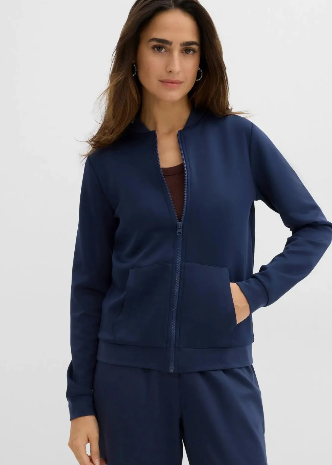 Sweatjacke aus Scuba mit Reißverschluss